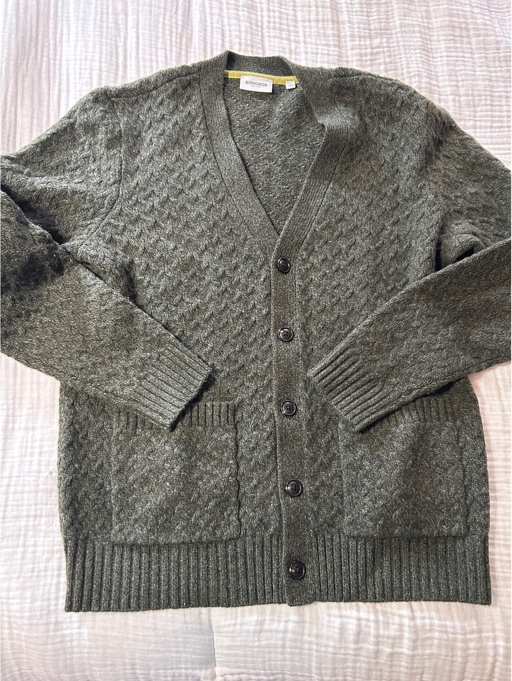 Bonobos Wool Blend Textured Cardigan Sweater New